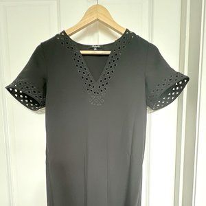 MADEWELL Women's Black V-Neck Short Sleeve Cut-Out Shift Dress - 00